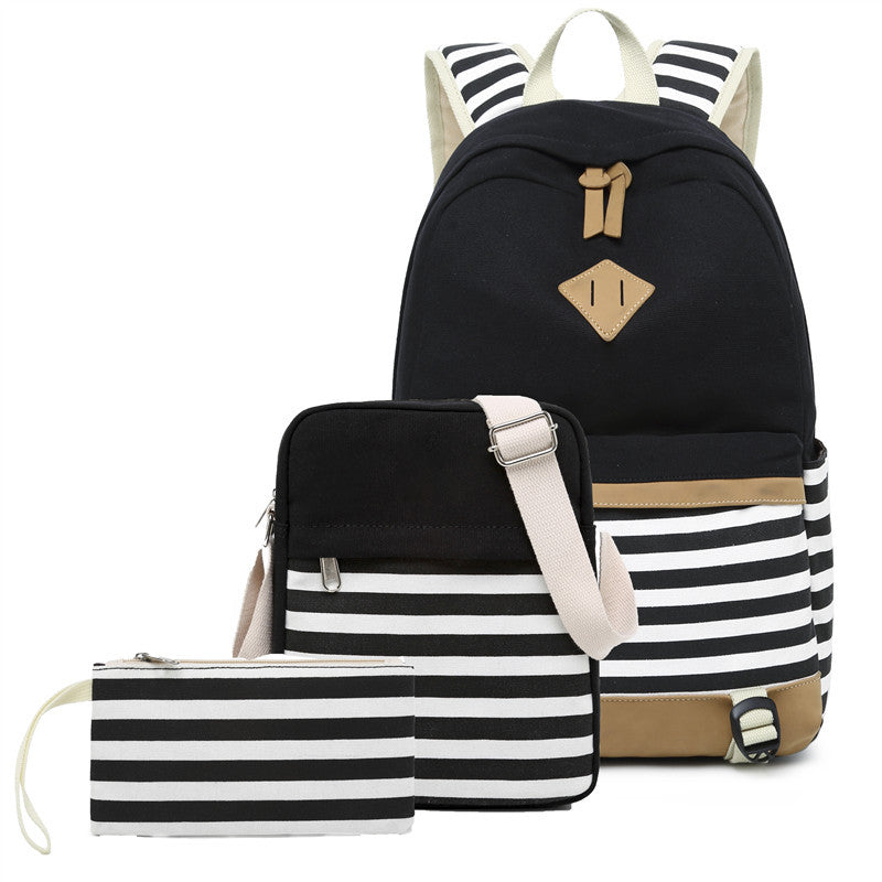 Three-piece Set Mother Female Striped One Backpacks