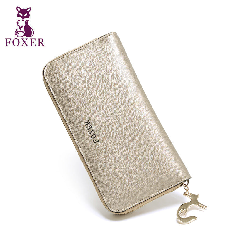 Women's Cowhide Long Multiple Slots Light Luxury Ladies Wallets