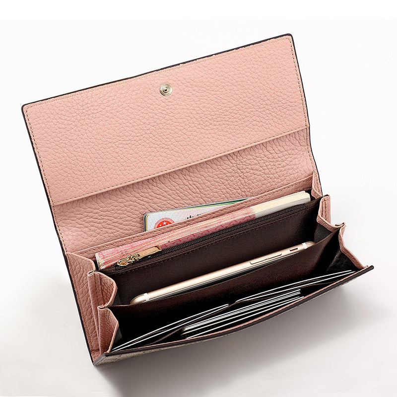 Women's Long Genuine Leather Large Capacity Cowhide Ladies Wallets