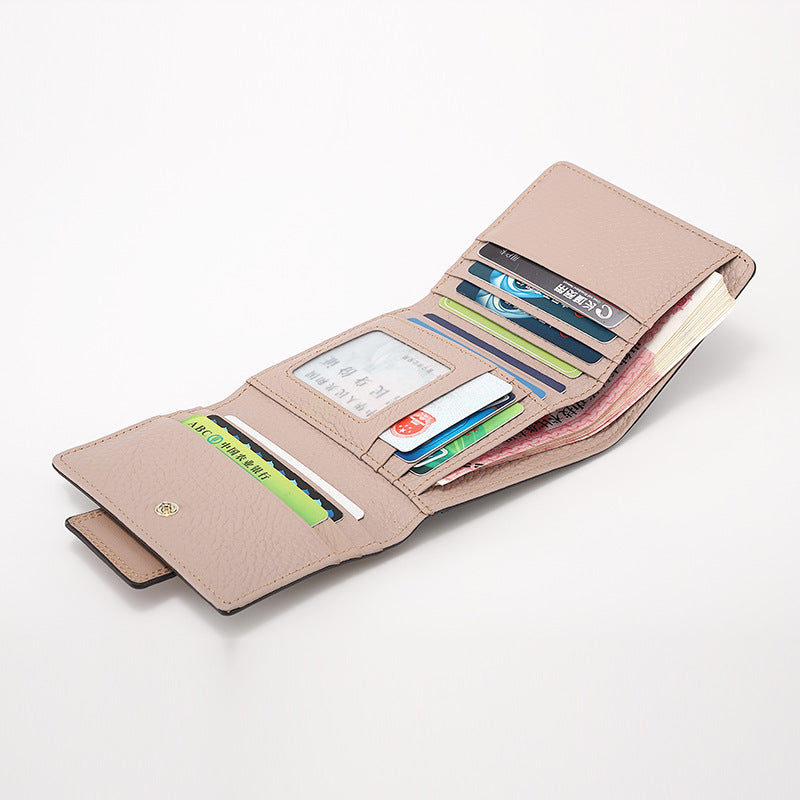 Women's Leather Short Cattlehide Change Billfold Fashion Ladies Wallets