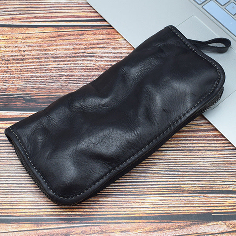 Men's Worn Looking Washed-out Clutch First Layer Ladies Wallets