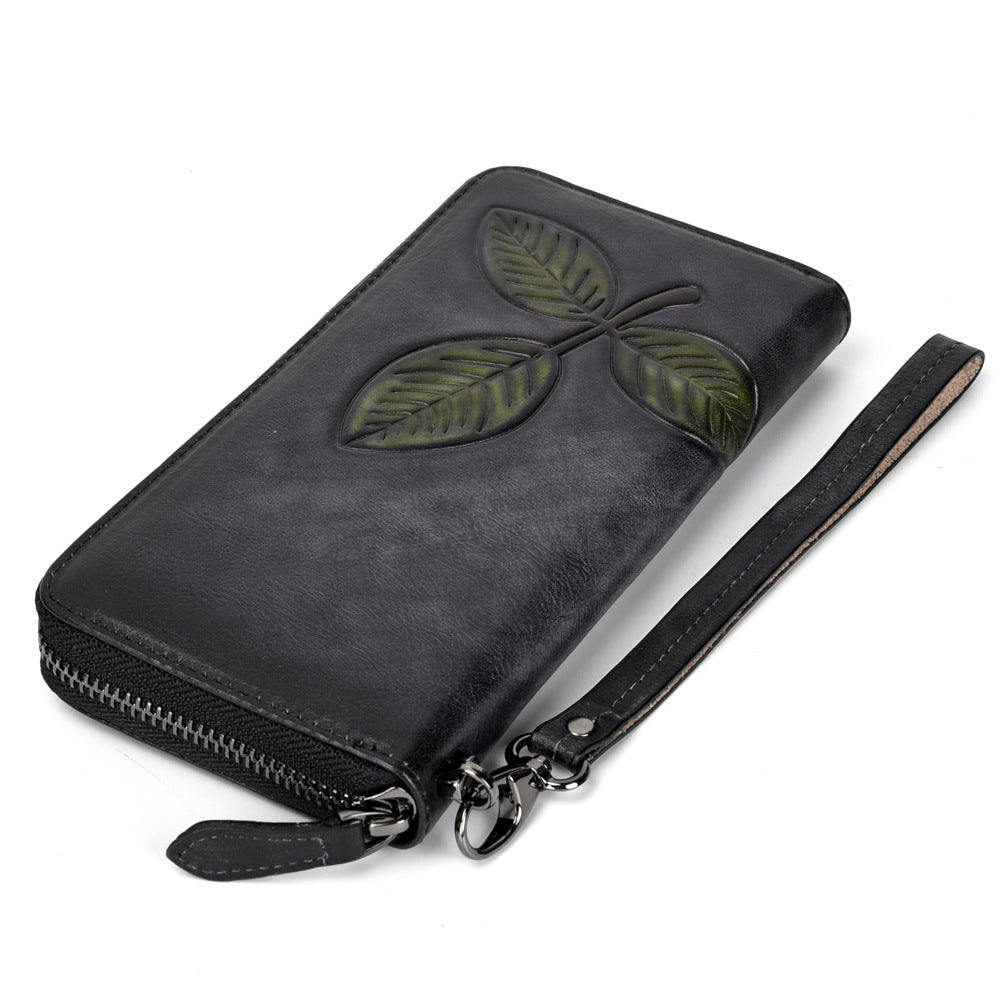 Women's & Men's & Vegetable Tanned Leather Long Vintage Chain Ladies Wallets