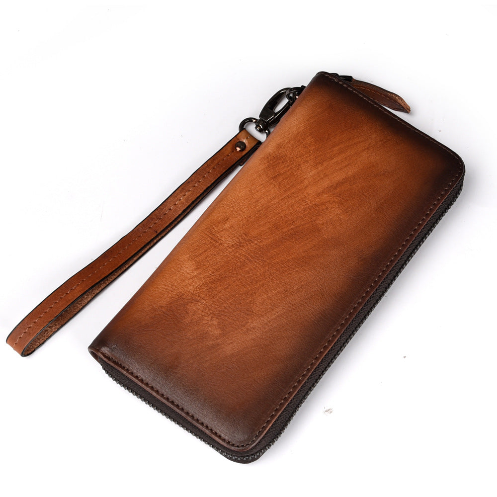 Men's Vegetable Tanned Leather Business Vintage Hand-rub Men's Wallets