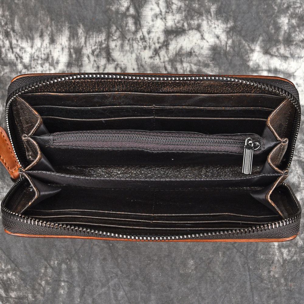 Men's Vegetable Tanned Leather Business Vintage Hand-rub Men's Wallets