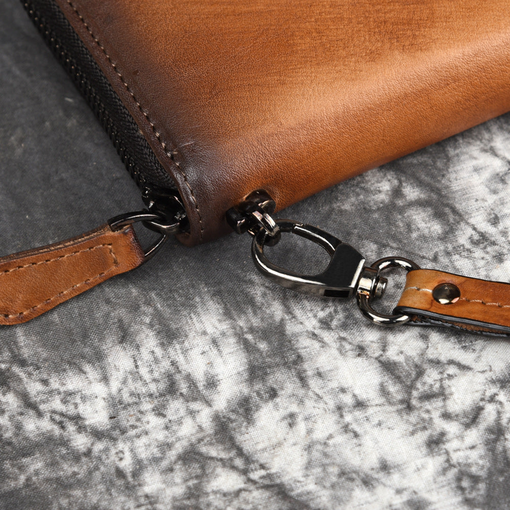 Men's Vegetable Tanned Leather Business Vintage Hand-rub Men's Wallets