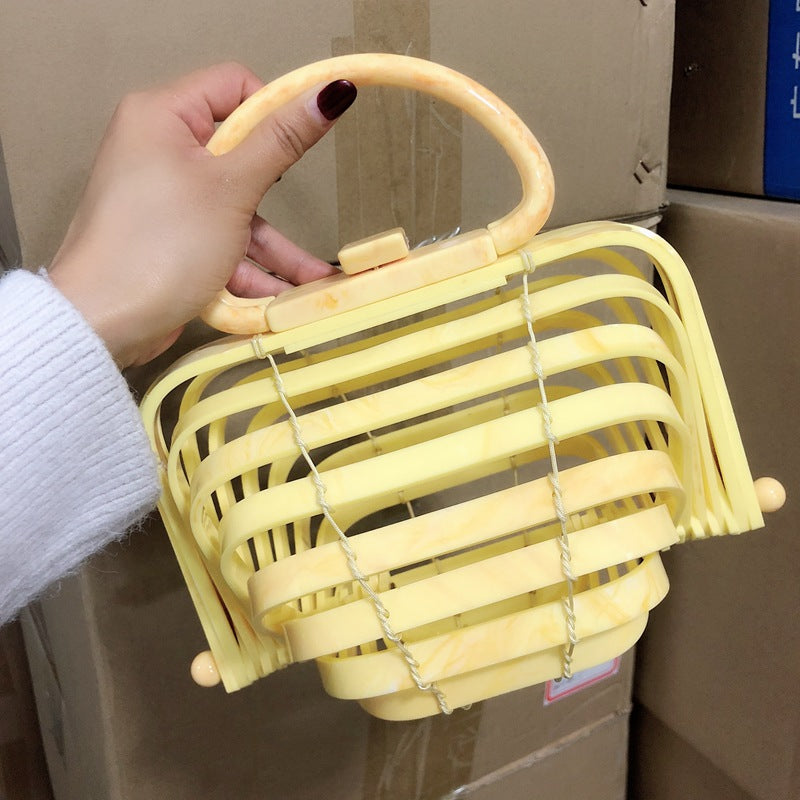 Vacation Beach Acrylic Basket Hollow Folding Evening Bags