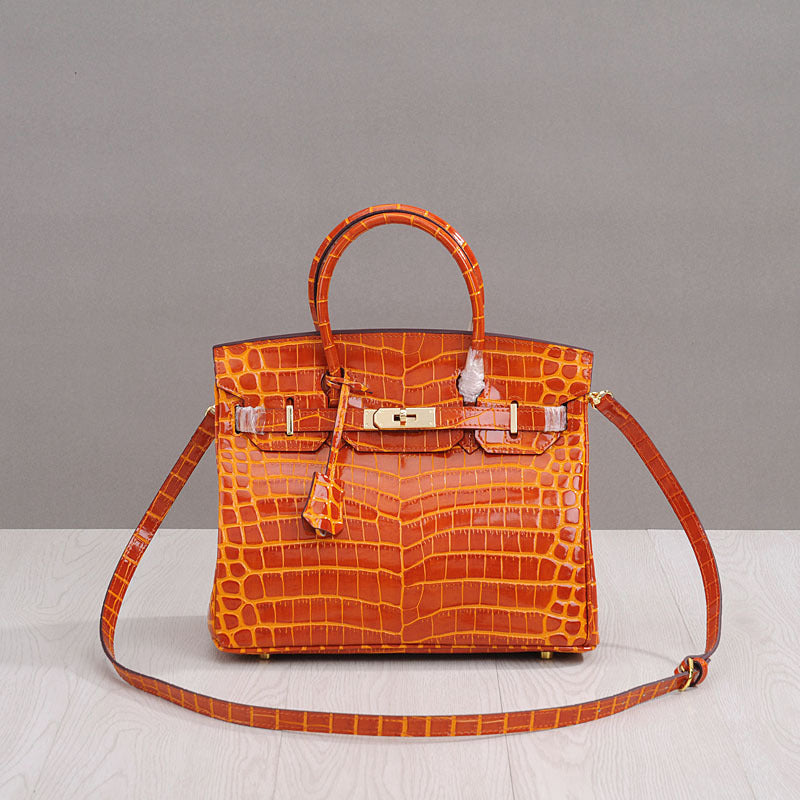Women's Genuine Leather Crocodile Pattern Hand Cattlehide Crossbody Bags