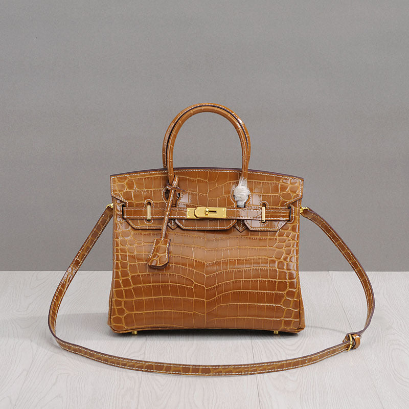 Women's Genuine Leather Crocodile Pattern Hand Cattlehide Crossbody Bags