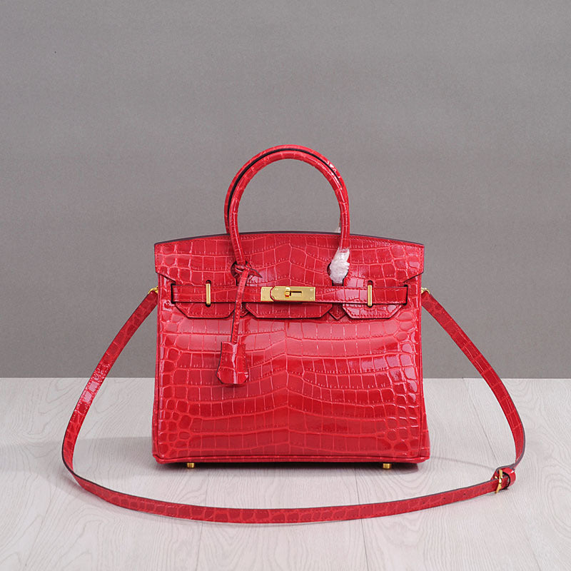 Women's Genuine Leather Crocodile Pattern Hand Cattlehide Crossbody Bags