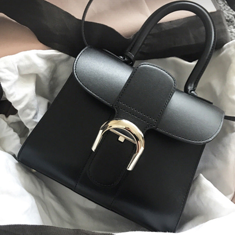 Women's Vachette Clasp Color Matching Saddle Cow Shoulder Bags