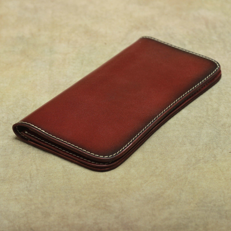 Men's Leather Personality Simple Open Long With Zipper Bags