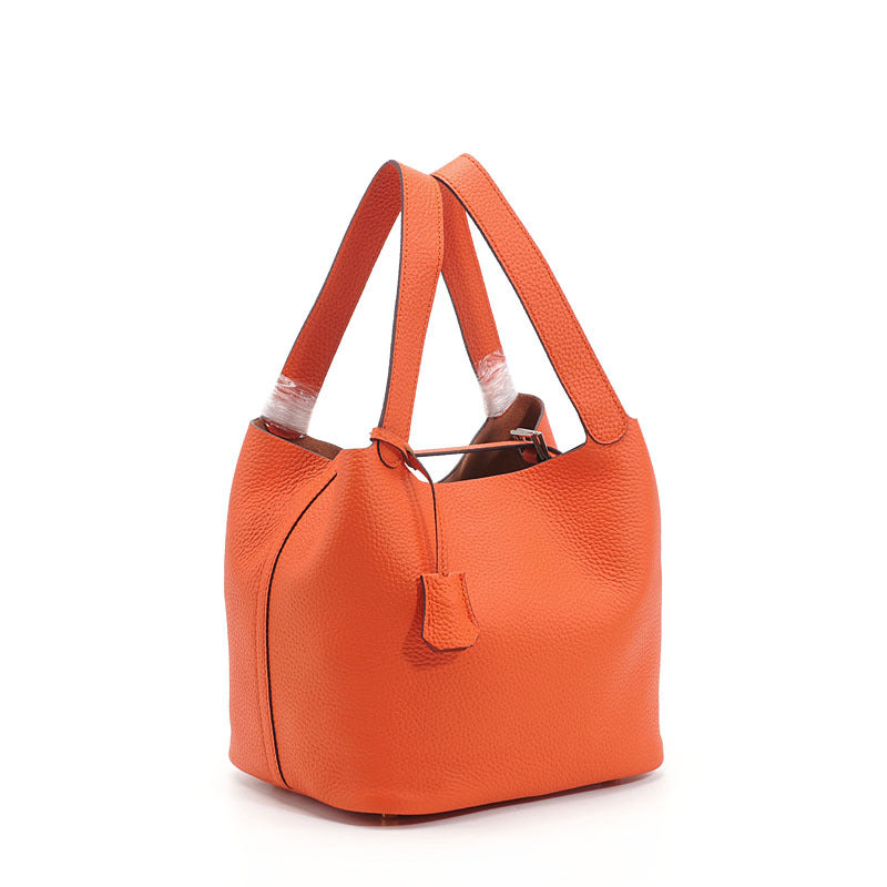 Women's First Layer Cowhide Leather Vegetable Basket Handbags