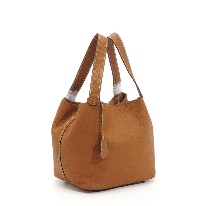 Women's First Layer Cowhide Leather Vegetable Basket Handbags