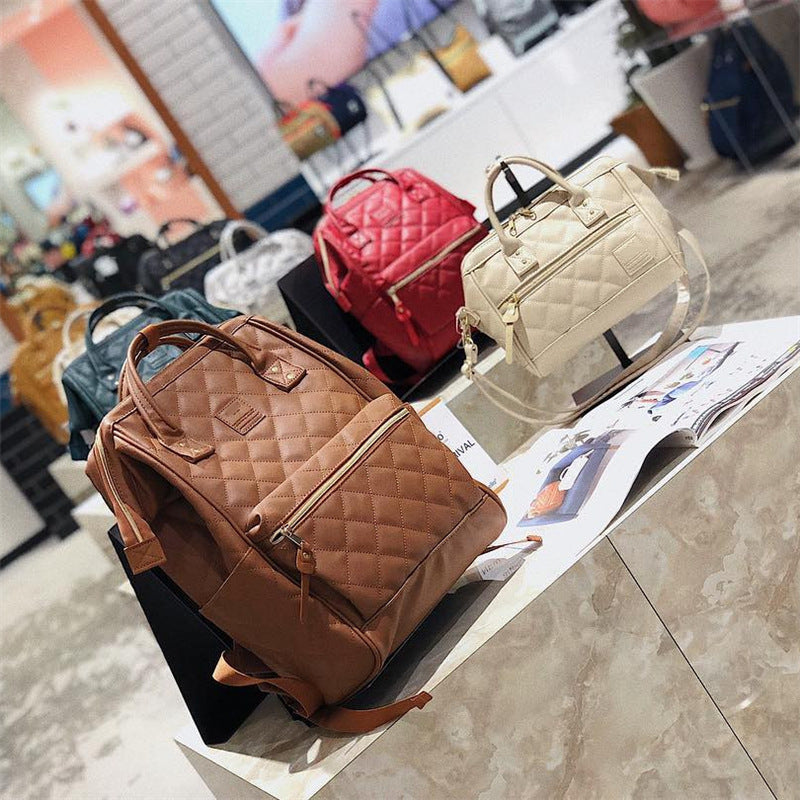 Women's & Men's & Fashion Plaid Leather Frame Vintage Backpacks