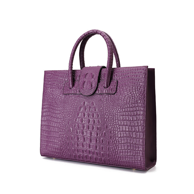 Women's Genuine Leather Commuting Fashion Crocodile Pattern Handbags