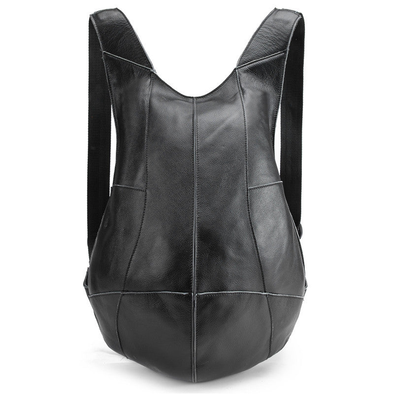 Men's Horse Leather Retro Dark Brown Preppy Backpacks