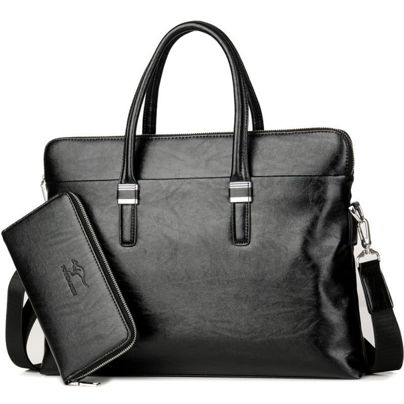 Men's Business Leather Trendy Single Horizontal Hand Men's Handbags
