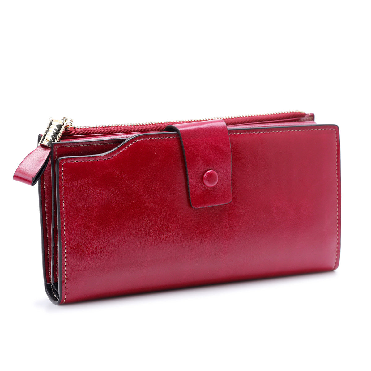 Women's Oil Wax Skin Long Genuine Leather Fashion Ladies Wallets