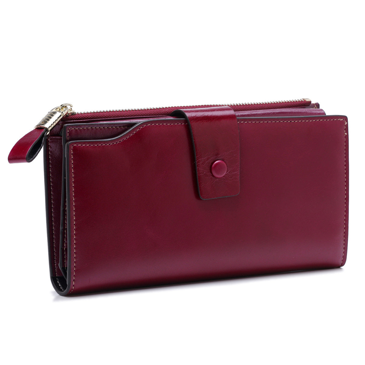 Women's Oil Wax Skin Long Genuine Leather Fashion Ladies Wallets