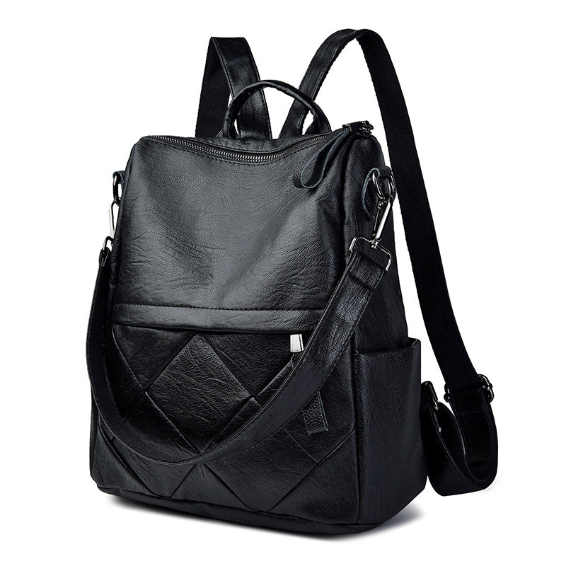 Women's Korean Fashionable Soft Leather Simple Backpacks
