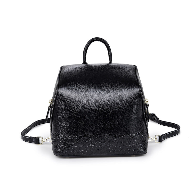 Women's Genuine Leather Fan Retro Chinese Style Backpacks