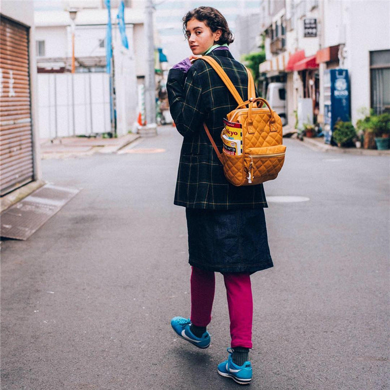 Women's & Men's & Fashion Plaid Leather Frame Vintage Backpacks