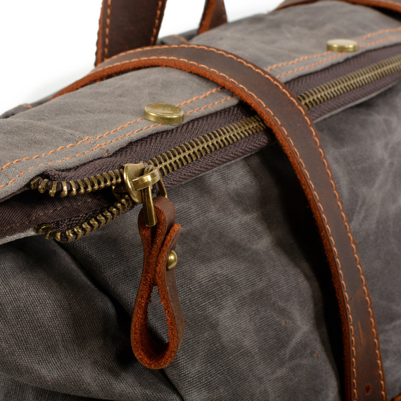 Wax Canvas Contrast Color Line Stitching Backpacks