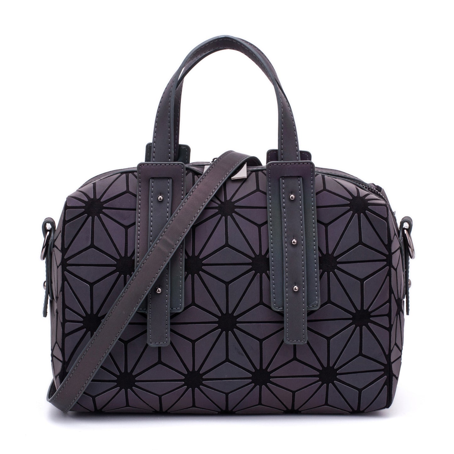 Women's Colorful Geometric Diamond Quilted Luminous Boston Handbags