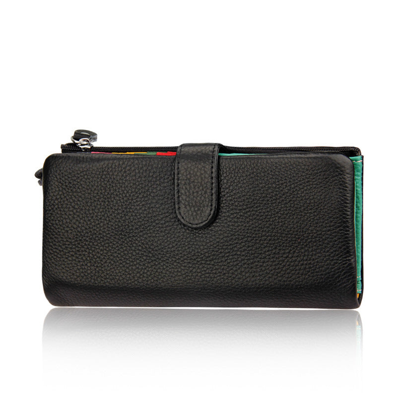 Women's Layer Cowhide Candy Color Multiple Slots Ladies Wallets