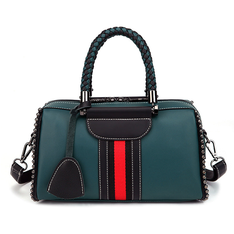 Women's Fashionable Retro Contrast Color Weave Portable Shoulder Bags