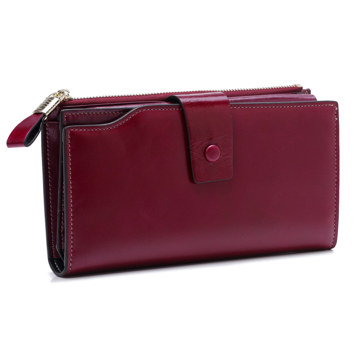 Women's Oil Wax Skin Long Genuine Leather Fashion Ladies Wallets