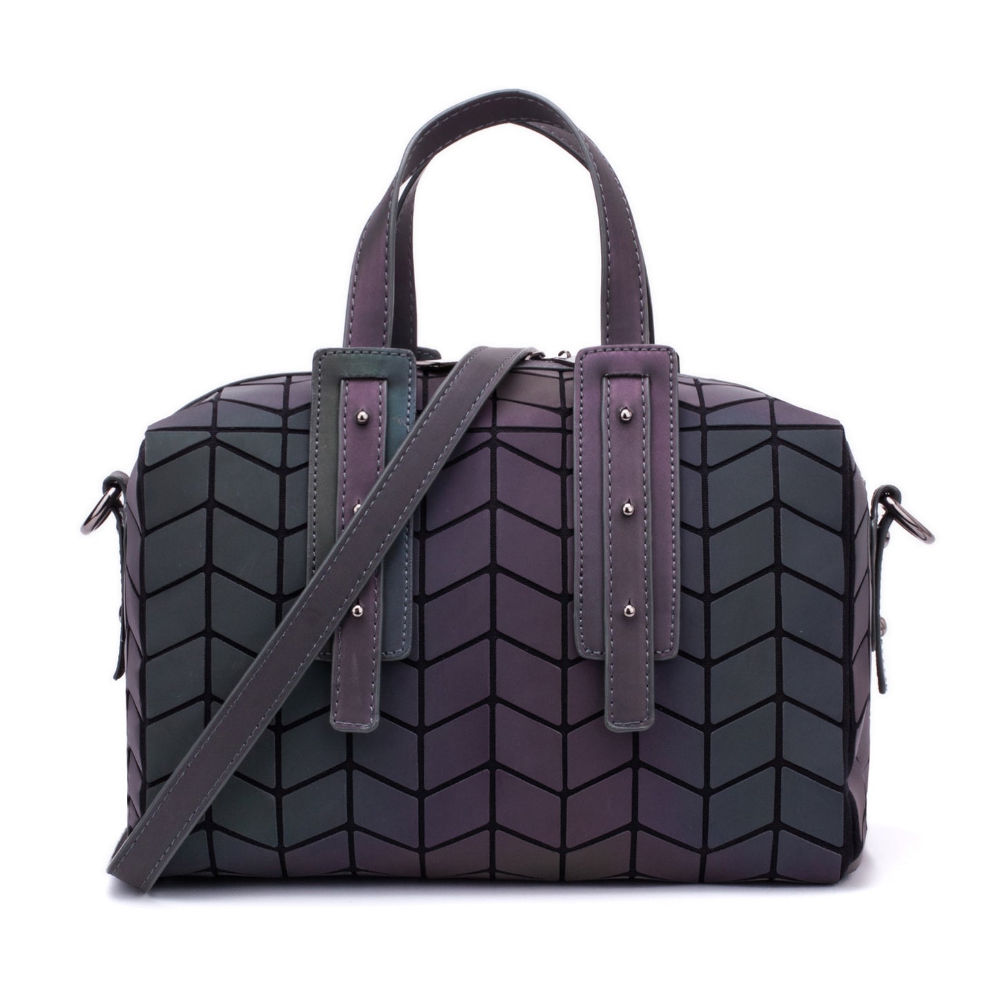 Women's Colorful Geometric Diamond Quilted Luminous Boston Handbags