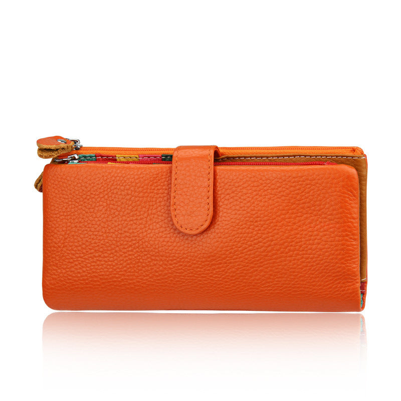 Women's Layer Cowhide Candy Color Multiple Slots Ladies Wallets