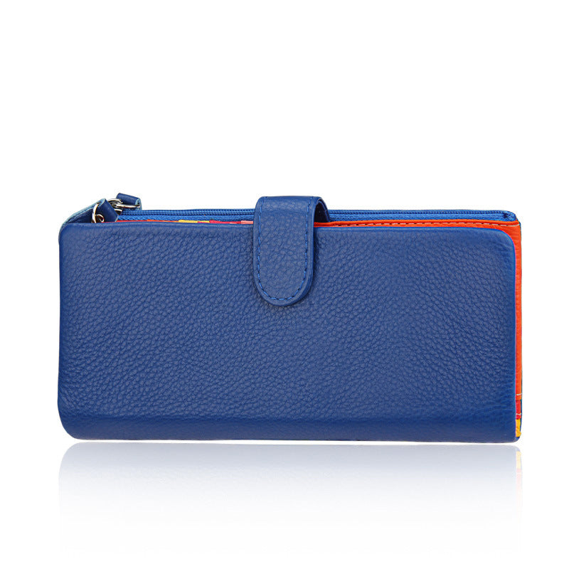 Women's Layer Cowhide Candy Color Multiple Slots Ladies Wallets