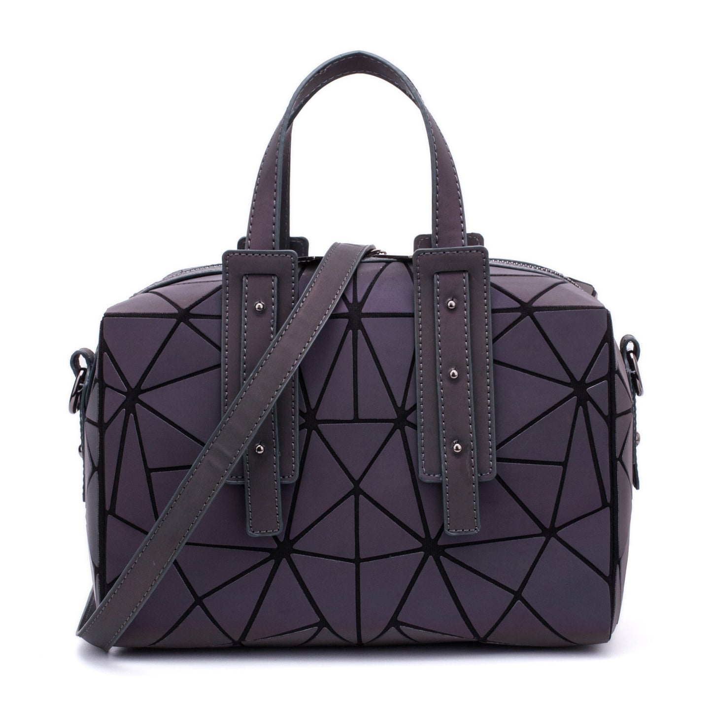Women's Colorful Geometric Diamond Quilted Luminous Boston Handbags