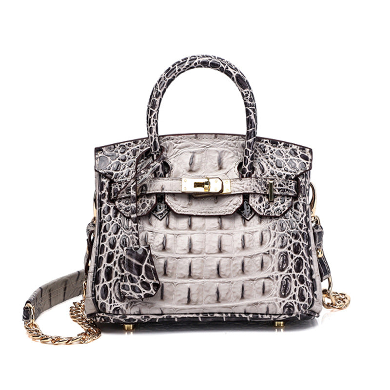 Women's Unique Fashion Genuine Leather Platinum Handbags