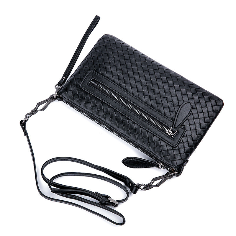 Women's Trendy Genuine Leather Fashion Clutch Hand-woven Handbags