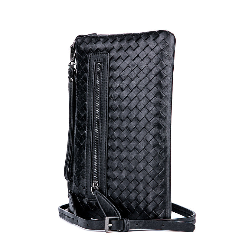Women's Trendy Genuine Leather Fashion Clutch Hand-woven Handbags