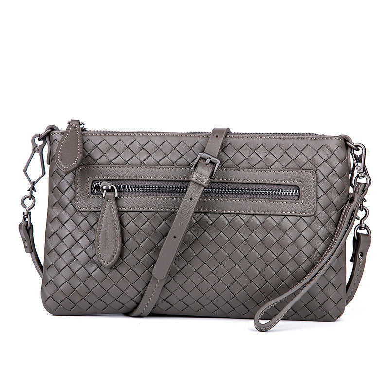Women's Trendy Genuine Leather Fashion Clutch Hand-woven Handbags