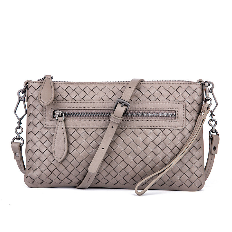 Women's Trendy Genuine Leather Fashion Clutch Hand-woven Handbags