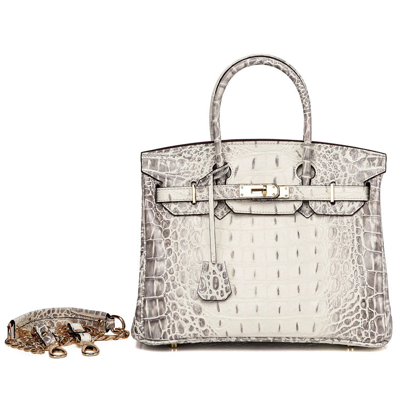 Women's Unique Fashion Genuine Leather Platinum Handbags