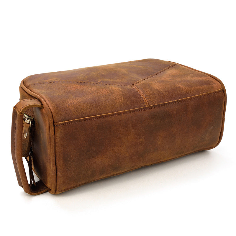 Men's Leather Toiletry Vintage Crazy Horse Storage Handbags