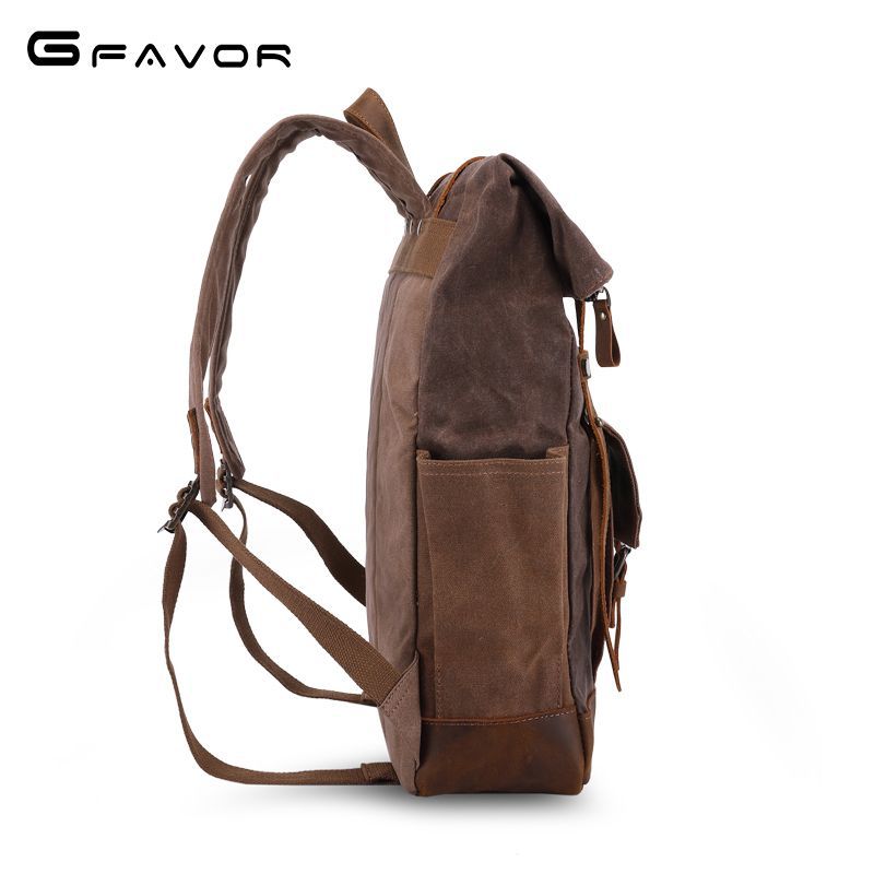 Men's Retro Crazy Horse Oil Wax Waterproof Backpacks