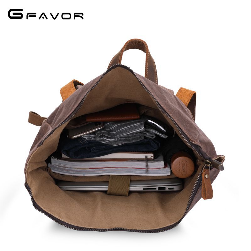 Men's Retro Crazy Horse Oil Wax Waterproof Backpacks