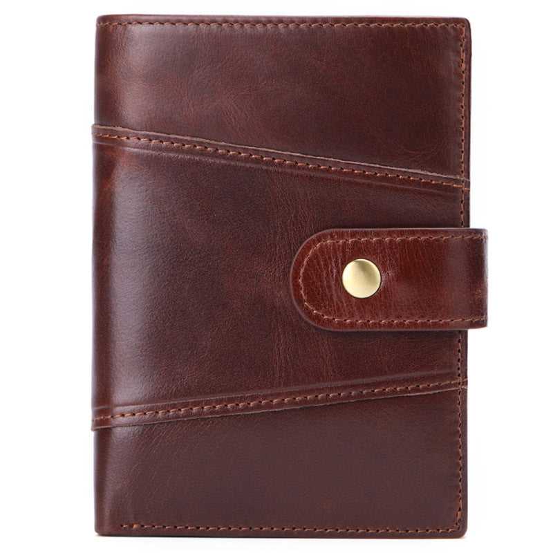 Men's Genuine Leather Short Large Capacity Cattlehide Purses