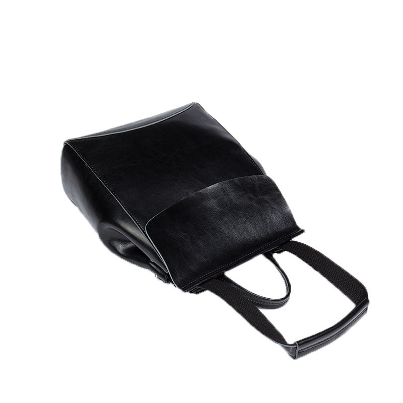 Women's Summer Genuine Leather Fan Portable Join Backpacks
