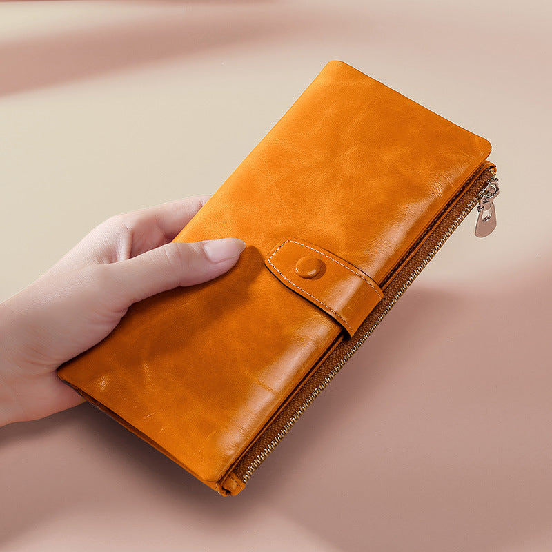Women's Layer Cowhide Business Retro Long Lady's Ladies Wallets