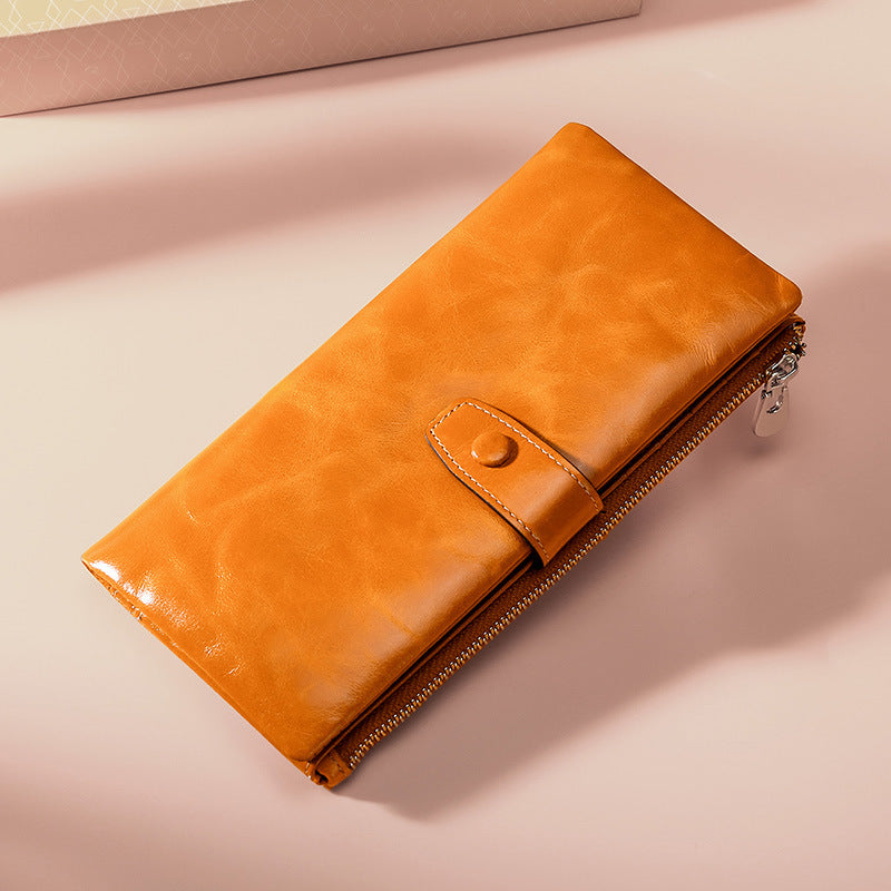 Women's Layer Cowhide Business Retro Long Lady's Ladies Wallets