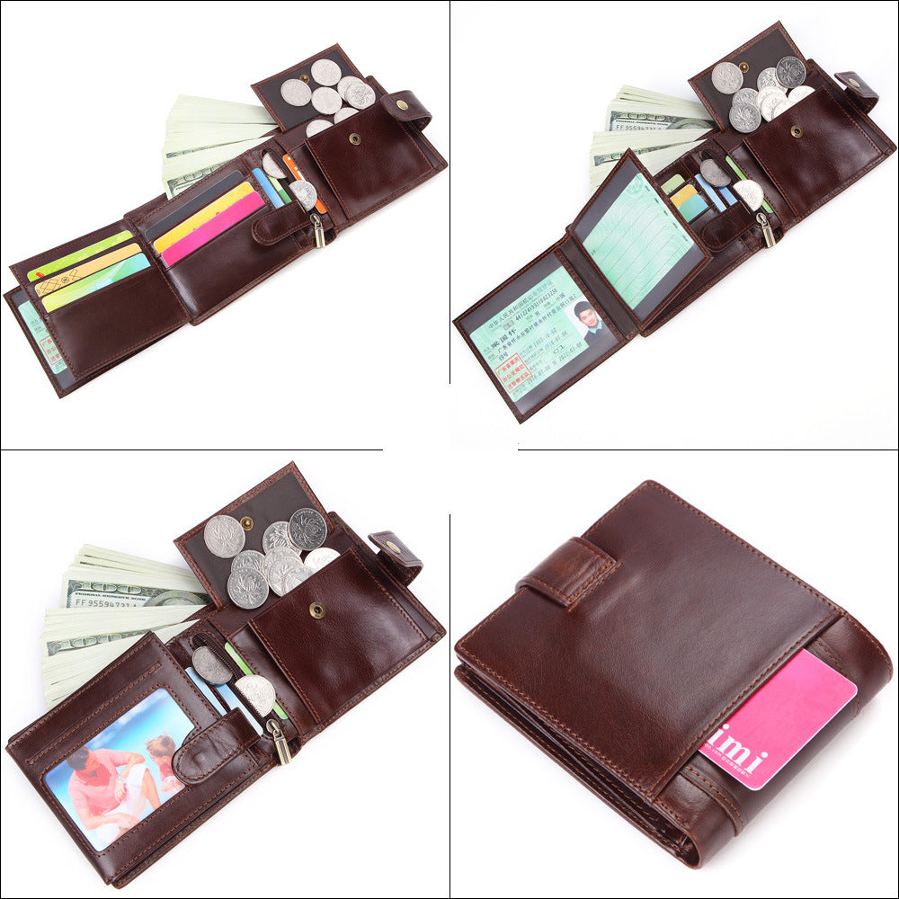 Men's Swiping Business Oil Wax Leather Vintage Men's Wallets