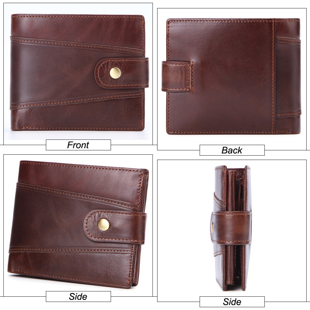 Men's Swiping Business Oil Wax Leather Vintage Men's Wallets